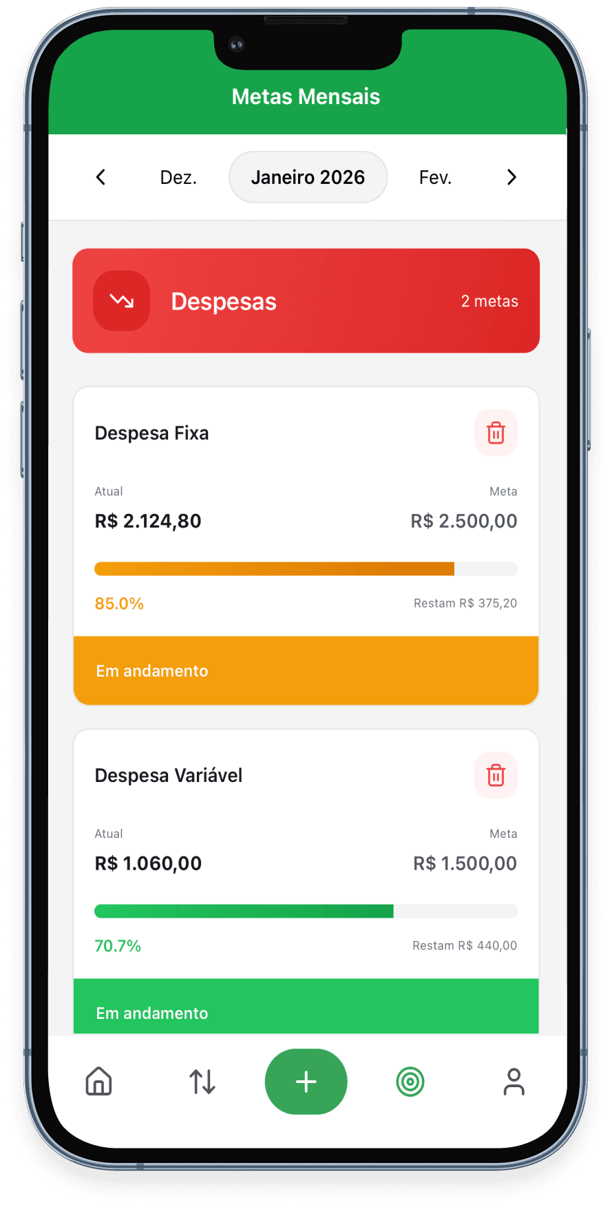 Metas personalizadas